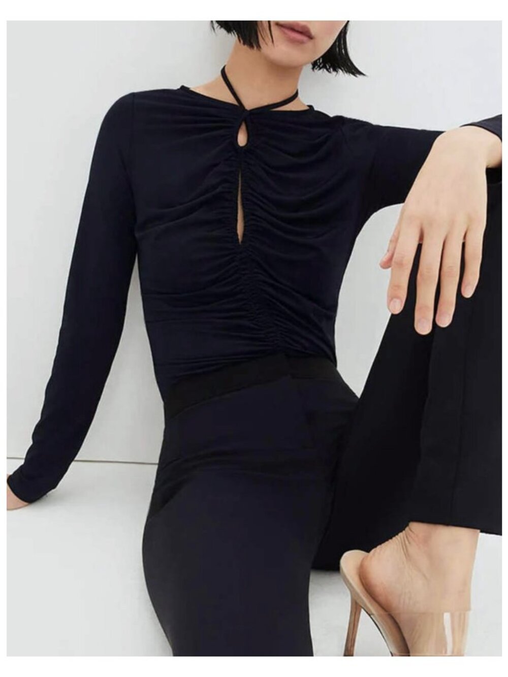 Veronica Beard "Roque" Stretch Jersey Top | Size 4 | Navy Blue